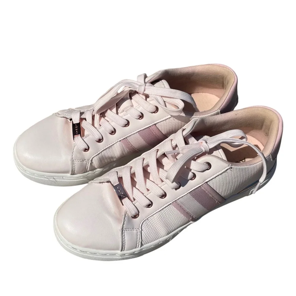 Aldo Women's Sneakers Size 9‎ Pink White Rose Gold Lightweight Casual Shoes